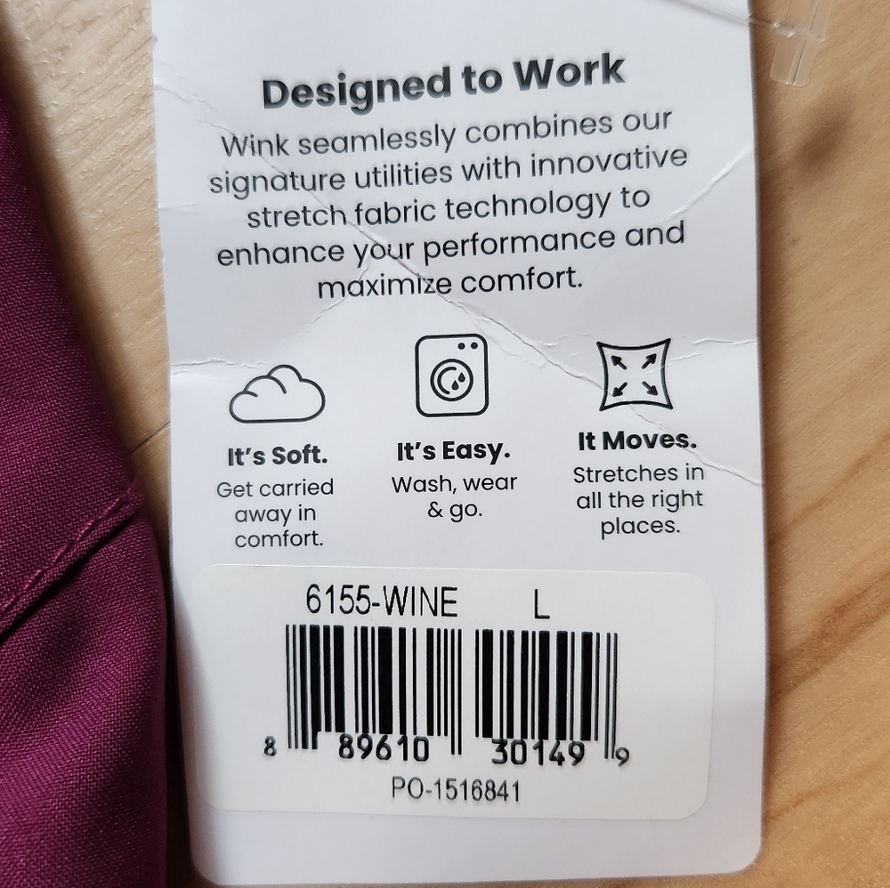Wink V-Neck Scrub Top in Wine Purple, Size Large - Picture 2 of 3